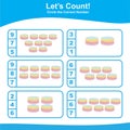 Count and Match Birthday Cake Game for kids. Preschool counting game. Math Worksheet for Preschool.