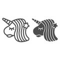 Unicorn line and glyph icon. Fantasy animal vector illustration isolated on white. Horse outline style design, designed