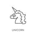 Unicorn linear icon. Modern outline Unicorn logo concept on whit