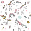 Unicorn magic birthday illustration