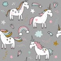 Unicorn magic birthday illustration