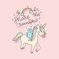 Unicorn and Magic Doodles. Cute unicorn and pony collection with magic items. Unicorn pattern. Vector doodles illustrations.