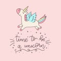 Unicorn and Magic Doodles. Cute unicorn and pony collection with magic items. Unicorn pattern. Vector doodles illustrations.