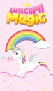 Unicorn magic logo with unicorn on sky Royalty Free Stock Photo