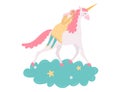Unicorn magical horse fantasy animal and girl, vector illustration Royalty Free Stock Photo