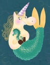 Unicorn mermaid with a seahorse