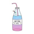 Unicorn milk drink vector illustration sticker