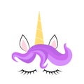 Unicorn minimalistic face horn cute sleeping