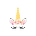 Unicorn minimalistic face horn cute sleeping