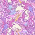 Unicorn with multicolored mane, butterfly rainbow, star and love Royalty Free Stock Photo