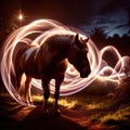 Unicorn, mystic legendary creature, glowing light painting aura illuminated