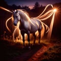 Unicorn, mystic legendary creature, glowing light painting aura illuminated