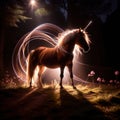 Unicorn, mystic legendary creature, glowing light painting aura illuminated