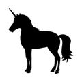 Unicorn Mythical Horse Silhouette Isolated On the White Background. Flat Style. Vector Illustration Royalty Free Stock Photo