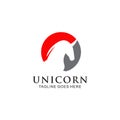 Unicorn mythological animal logo design vector template