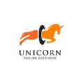 Unicorn mythological animal logo design vector template