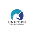 Unicorn mythological animal logo design vector template