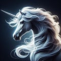 Unicorn, mythological and legendary creature, known for the spiral horn on its forehead. AI generated