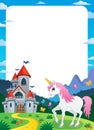 Unicorn near castle theme frame 3