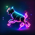 Unicorn neon sign. Vector illustration of a horse in neon style. Generative AI