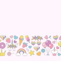 Unicorn objects flat vector design for greeting, birthday, invitation card Royalty Free Stock Photo