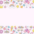 Unicorn objects flat vector design for greeting, birthday, invitation card