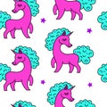 Unicorn pattern seamless vector on white background .Vector pattern with cute unicorn.