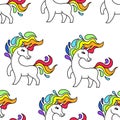 Unicorn pattern seamless vector on white background .Vector pattern with cute unicorn.Magic rainbow little unicorn.