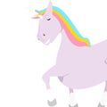 Pink Unicorn with rainbow colors.