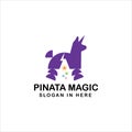 Unicorn pinata with magic hat with negative space style inside