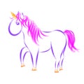 Unicorn with pink mane and tail