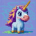 Unicorn pixel art. Pixelated vector illustration of a cute unicorn