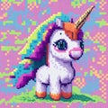 Unicorn pixel art. Pixelated vector illustration of a cute unicorn