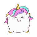 Unicorn Plump Clipart in Cute Cartoon Style Beautiful Clip Art Unicorn Fat. Vector Illustration of an Animal for Prints