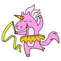 Unicorn ponies dance ballet with flexible movements, doodle icon image kawaii