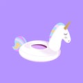 Unicorn pool float. Isolated. Vector illustration. Pool toy unicorn. Cute Unicorn on violet