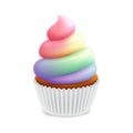 Unicorn poop cupcake, fairy tale rainbow cream muffin