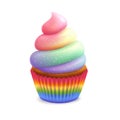 Unicorn poop cupcake, fairy tale rainbow cream muffin