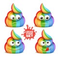 Unicorn poop emoji cartoon character stickers. Royalty Free Stock Photo