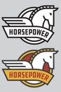 Horse Power vector badge or logo.