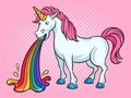 unicorn puke rainbow pop art vector illustration