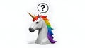 Unicorn Question Mark Low Poly 3D Render on White Royalty Free Stock Photo