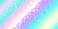 Unicorn rainbow background. Holographic sky in pastel color. Bright mermaid pattern in princess colors. Vector illustration.