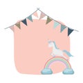 Unicorn with rainbow and party garlands