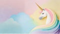 unicorn with a rainbow and a rainbow. fantasy illustration of fairy tale.