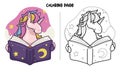 Unicorn Reads A Book Coloring Page