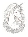 Unicorn and Roses Coloring Sheet for Valentine's Day