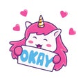 unicorn say okay expression with love
