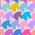 Unicorn seamless pattern. Blue fabulous beast with horn ornament