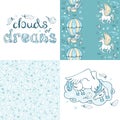 Unicorn set. Clouds of dreams.